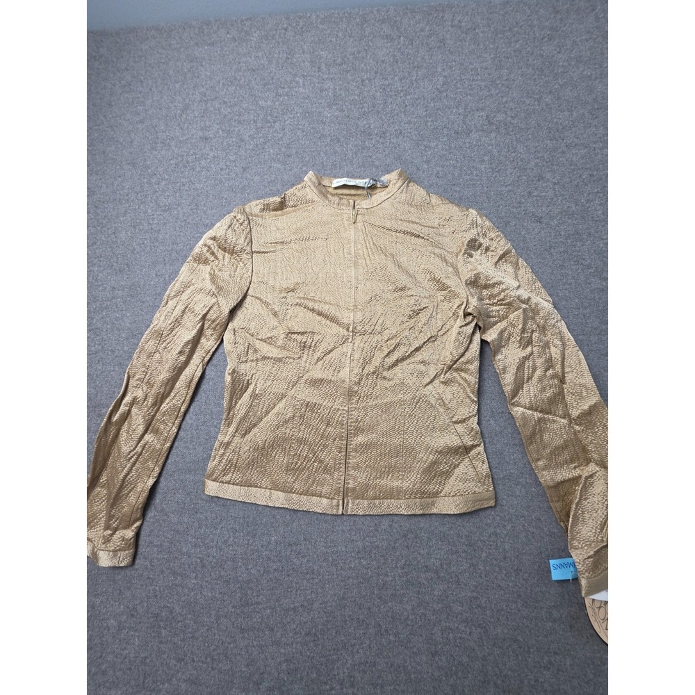 Lawrence Steele Jacket Women's 8 Golden‎ Lined Long Sleeve Crew Neck Full Zip